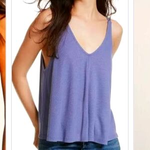 NEW Free People DANI TANK Blue and Purple Relaxed Tank Top SIZE M